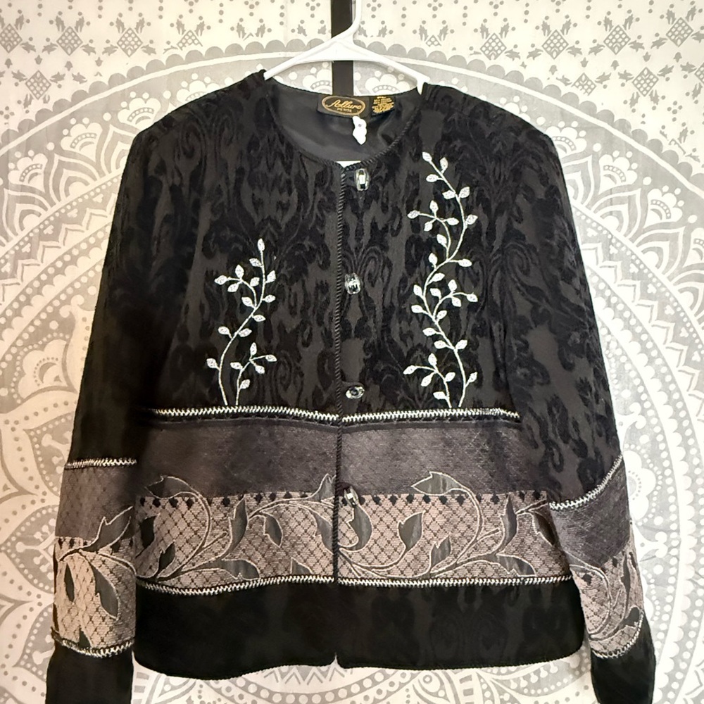 VINTAGE Allure Petite Black Jacket with Gold Details
